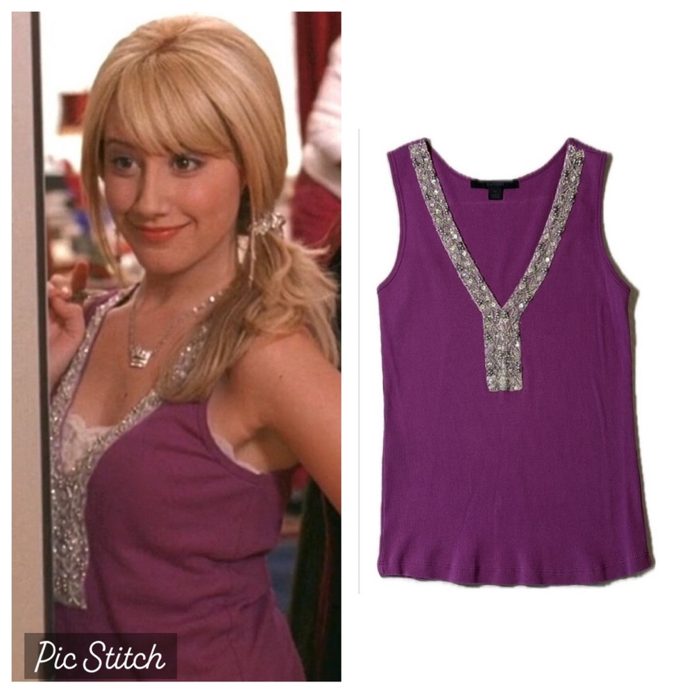 Purple V Neck Tank ASO Ashley Tisdale